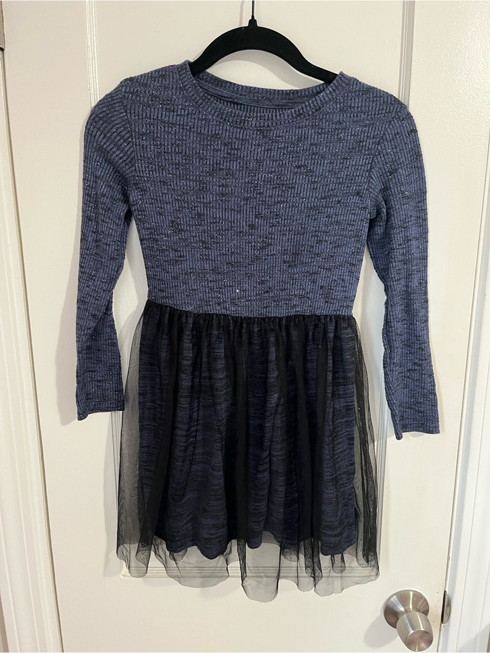 Cat & Jack Blue Knit Dress with Black Tulle Skirt